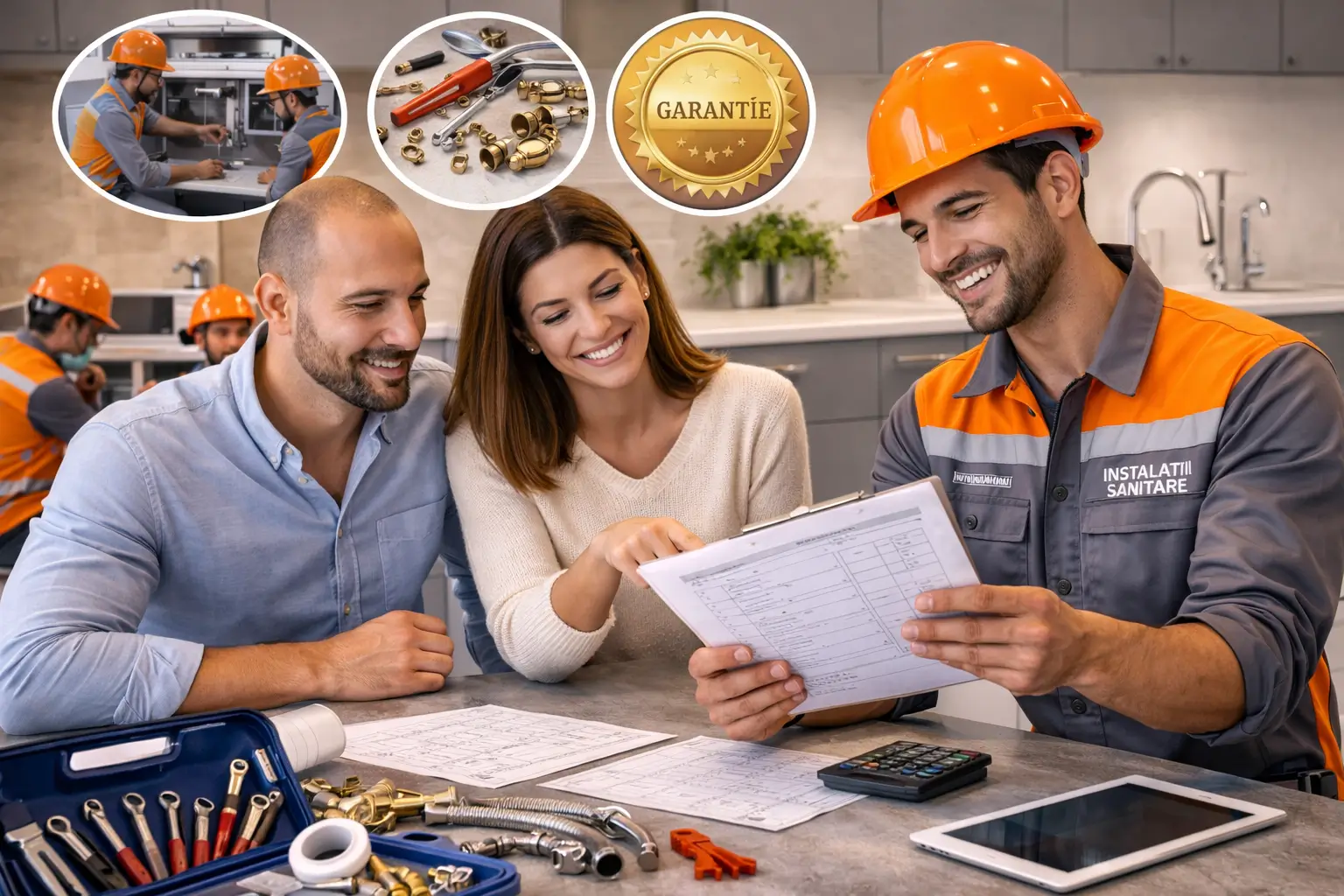 Professional construction site showing high-end apartment renovation with architectural lighting, exposed materials, and modern structural precision tools